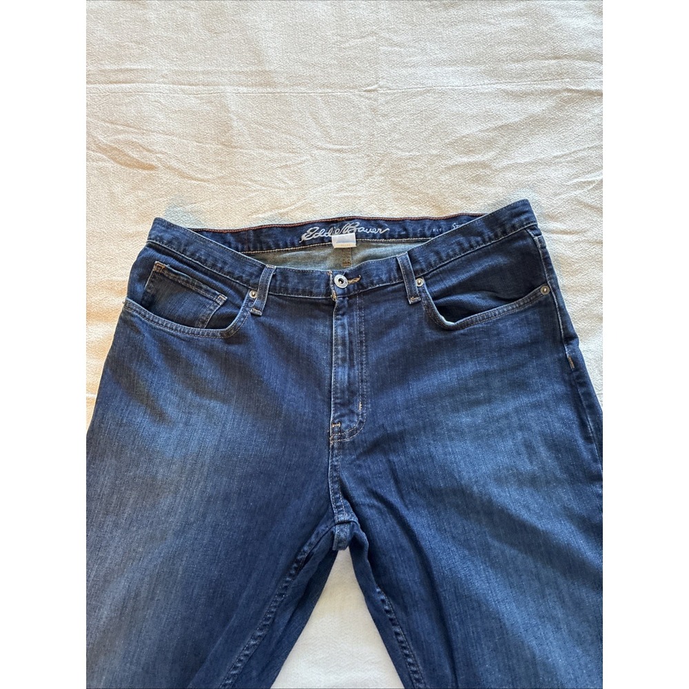 Eddie Bauer Men's Jeans 36 X 34* Dark Blue Straight Fit Stretch Midrise Normcore - Picture 6 of 16